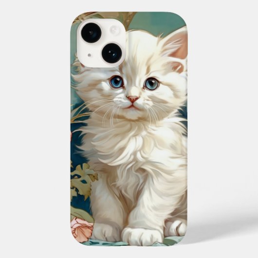 Alphonse Mucha Style White Cat Case-Mate iPhone Hülle (Rückseite)