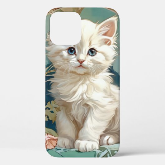 Alphonse Mucha Style White Cat Case-Mate iPhone Hülle (Rückseite)