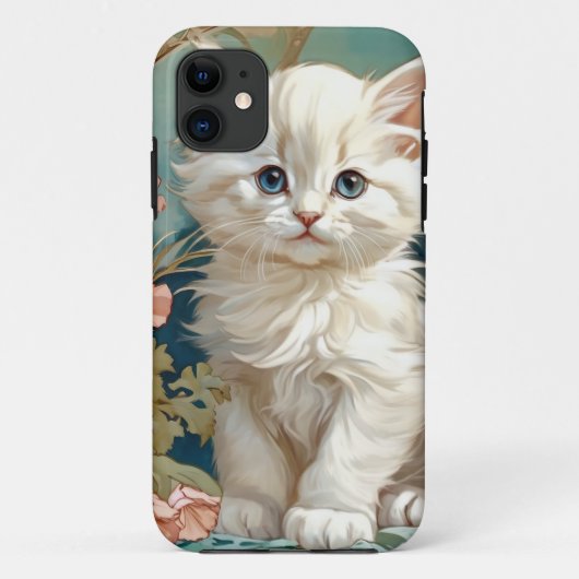 Alphonse Mucha Style White Cat Case-Mate iPhone Hülle (Rückseite)