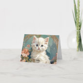 Alphonse Mucha Style White Cat Einladung (Rückseite)