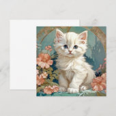 Alphonse Mucha Style White Cat Einladung (Vorne/Hinten)