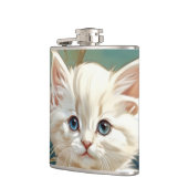 Alphonse Mucha Style White Cat Flachmann (Links)