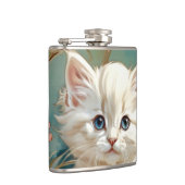 Alphonse Mucha Style White Cat Flachmann (Rechts)