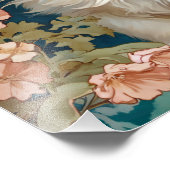 Alphonse Mucha Style White Cat Fotodruck (Ecke)