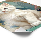 Alphonse Mucha Style White Cat Fotodruck (Ecke)