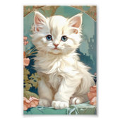 Alphonse Mucha Style White Cat Fotodruck (Vorne)