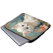 Alphonse Mucha Style White Cat Laptopschutzhülle (Vorne Knopf)