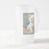 Alphonse Mucha Style White Cat Mattglas Bierglas (VorderseiteRechts)