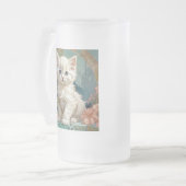 Alphonse Mucha Style White Cat Mattglas Bierglas (Vorderseite Links)