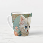 Alphonse Mucha Style White Cat Milchtasse (Linke Ecke)