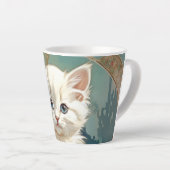 Alphonse Mucha Style White Cat Milchtasse (Rechte Ecke)