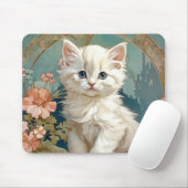 Alphonse Mucha Style White Cat Mousepad (Mit Mouse)