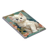 Alphonse Mucha Style White Cat Notizblock (Rechte Seite)