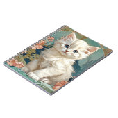 Alphonse Mucha Style White Cat Notizblock (Linke Seite)