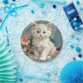 Alphonse Mucha Style White Cat Pappteller (Party)
