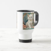 Alphonse Mucha Style White Cat Reisebecher (VorderseiteRechts)