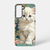 Alphonse Mucha Style White Cat Samsung Galaxy Hülle (Rückseite)