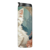 Alphonse Mucha Style White Cat Thermosbecher (Nach rechts gedreht)