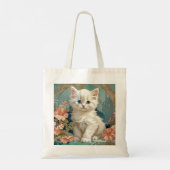Alphonse Mucha Style White Cat Tragetasche (Rückseite)