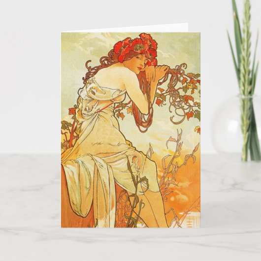 Alphonse Mucha Summer Grußkarte Karte (Vorderseite)