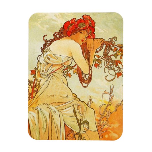 Alphonse Mucha Summer Magnet (Vertikal)