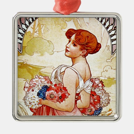Alphonse Mucha Summer Ornament Aus Metall (Vorne)