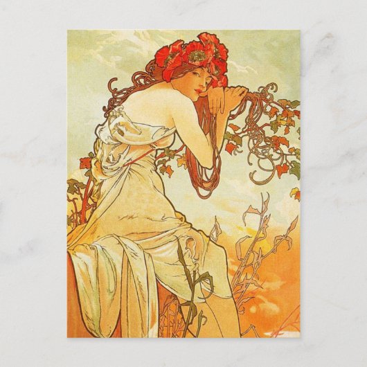 Alphonse Mucha Summer Postcard Postkarte (Vorderseite)