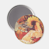 Alphonse Mucha Sunflower Magnet (Vorderseite/Rückseite)