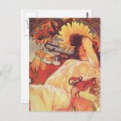 Alphonse Mucha Sunflower Postkarte (Vorne/Hinten)