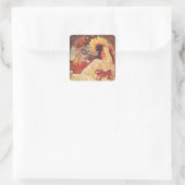 Alphonse Mucha Sunflower Quadratischer Aufkleber (Tasche)