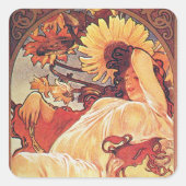 Alphonse Mucha Sunflower Quadratischer Aufkleber (Vorderseite)