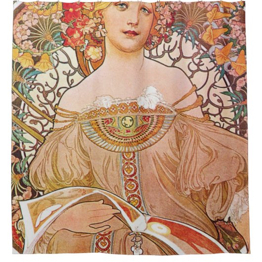 Alphonse Mucha - Tagtraum Duschvorhang (Vorderseite)