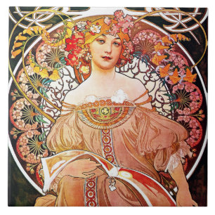 Alphonse Mucha Tagtraum Florale Vintage Art Nouvea Fliese