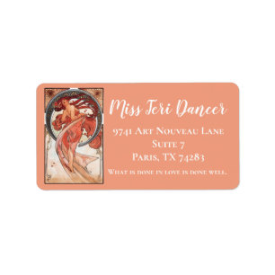Alphonse Mucha Tanz 1898 Jugendstil Vintag Adressaufkleber