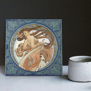 Alphonse Mucha "Tanz" Art Nouveau Vintage Fliese