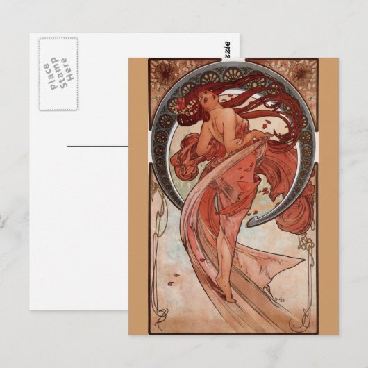 Alphonse Mucha, "Tanz" Postkarte (Vorne/Hinten)