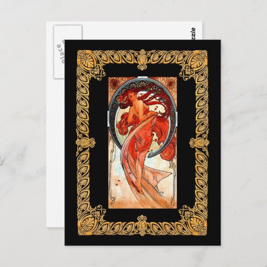 Alphonse Mucha - Tanz Postkarte (Vorne/Hinten)