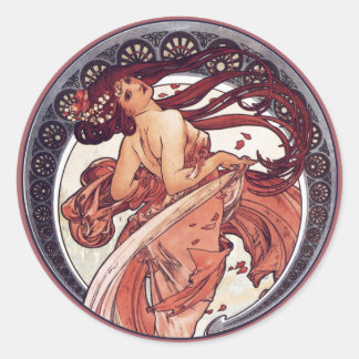 Alphonse Mucha - Tanz Runder Aufkleber