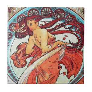 Alphonse Mucha Tanz Vintage Art Nouveau Gemälde Fliese