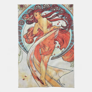 Alphonse Mucha Tanz Vintage Art Nouveau Gemälde Handtuch