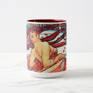 Alphonse Mucha Tanz Vintage Art Nouveau Gemälde Zweifarbige Tasse