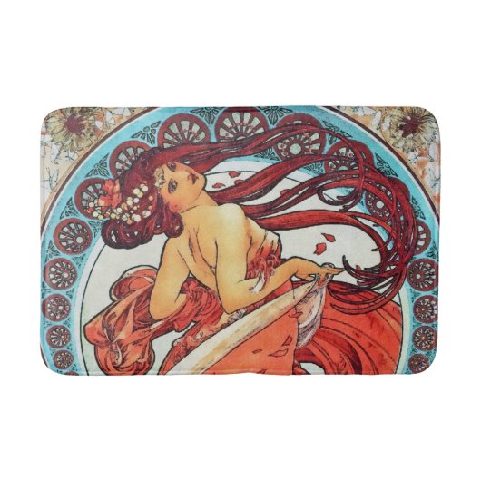 Alphonse Mucha Tanz Vintage Jugendstil-Malerei Badematte (Vorderseite)