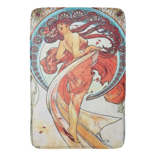 Alphonse Mucha Tanz Vintage Jugendstil-Malerei Badematte (Vorderseite Vertikal)