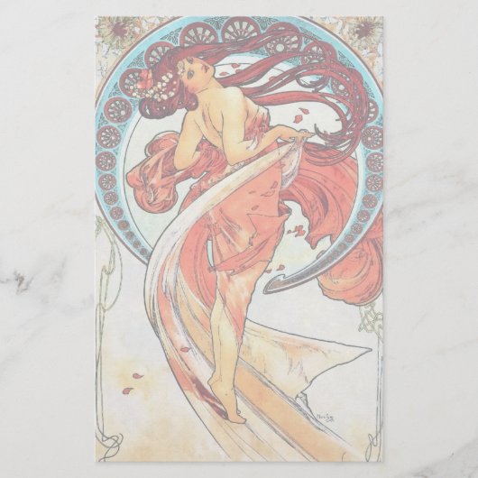 Alphonse Mucha Tanz Vintage Jugendstil-Malerei Briefpapier (Vorderseite)