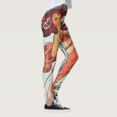 Alphonse Mucha Tanz Vintage Jugendstil-Malerei Leggings (Rechts)
