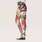 Alphonse Mucha Tanz Vintage Jugendstil-Malerei Leggings (Links)
