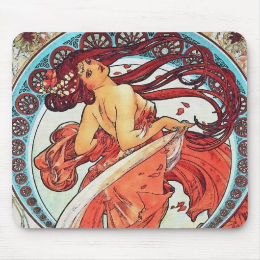 Alphonse Mucha Tanz Vintage Jugendstil-Malerei Mousepad (Vorne)