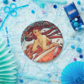 Alphonse Mucha Tanz Vintage Jugendstil-Malerei Pappteller (Party)