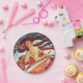 Alphonse Mucha Tanz Vintage Jugendstil-Malerei Pappteller (Party)