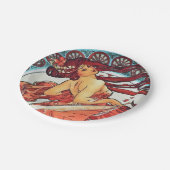 Alphonse Mucha Tanz Vintage Jugendstil-Malerei Pappteller (Schrägansicht)